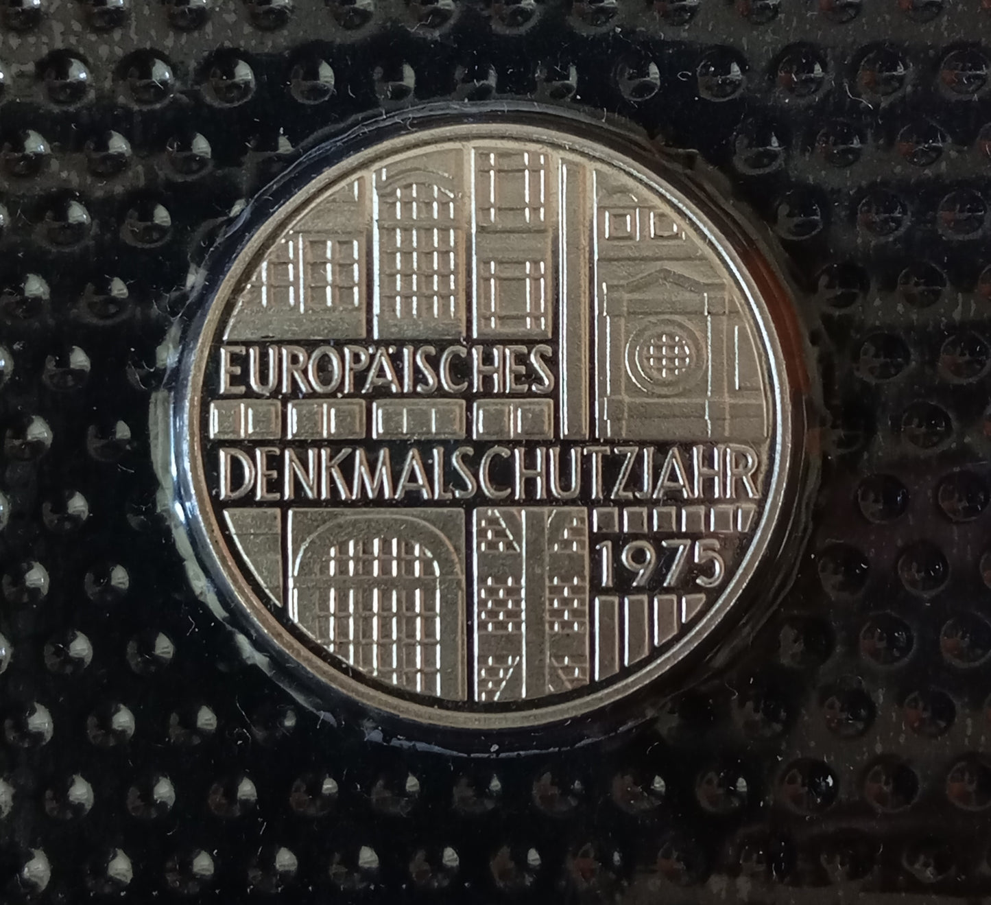 EUROPÄISCHES DENKMALSCHUTZJAHR 1975, 5 DM Silbermünze Spiegelglanz, 1975