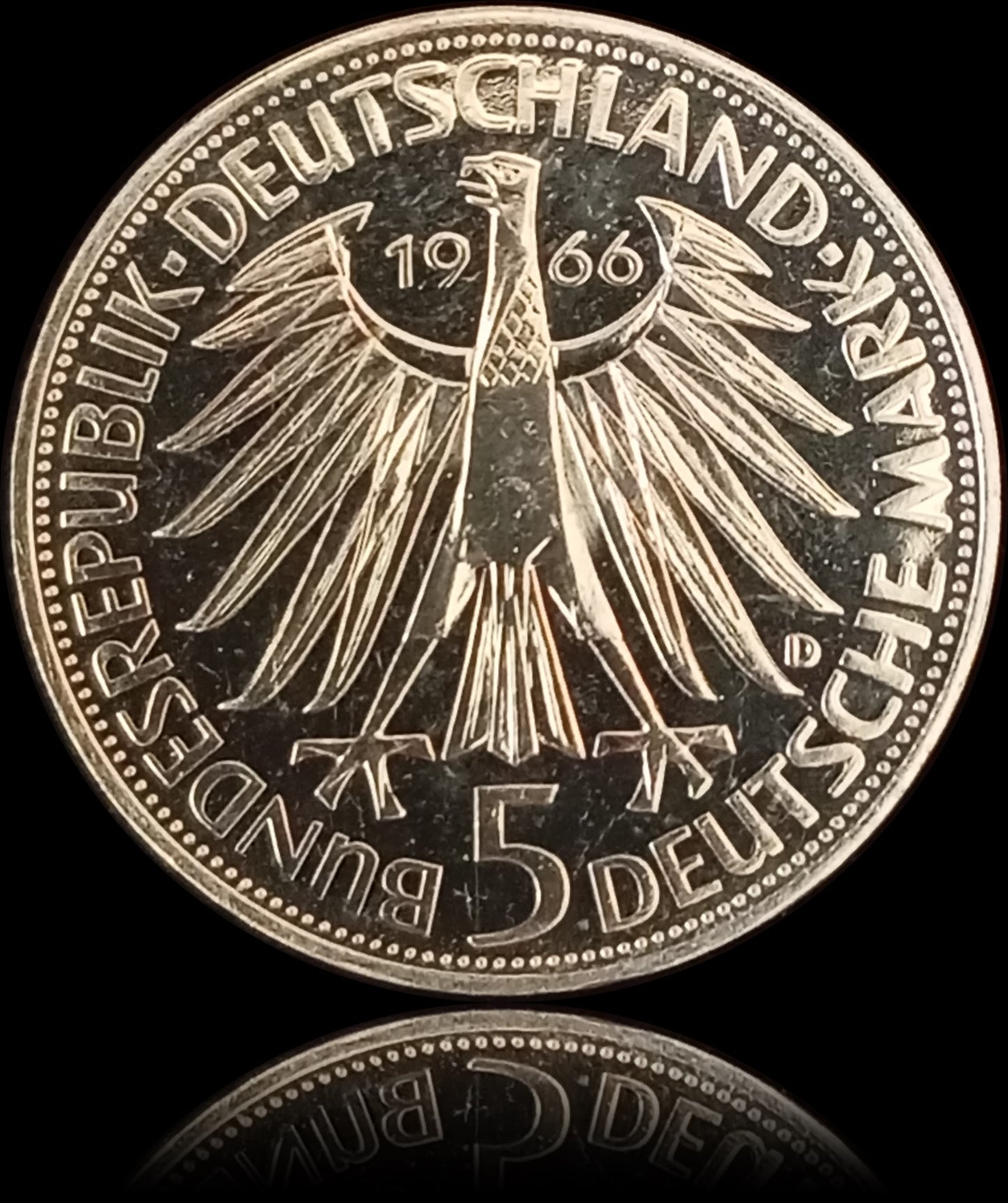 250TH ANNIVERSARY OF WILHELM LEIBNIZ'S DEATH, series 5 DM silver coin, 1967