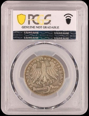 150. TODESTAG VON FRIEDRICH VON SCHILLER, Serie 5 DM Silbermünze NGC UNC DETAILS, 1955