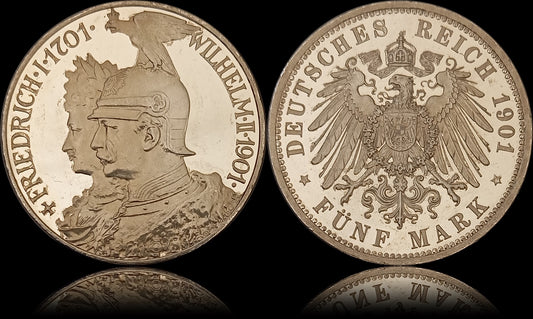 5 Mark Preußen 1901 A Silber, 200 Jahre Königreich Preußen. Deutsches Kaiserreich, Jaeger-Nr. 106