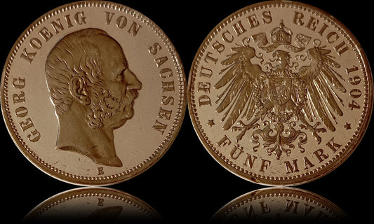 5 Mark Sachsen 1904 E, Georg, Deutsches Kaiserreich, Jaeger-Nr. 130