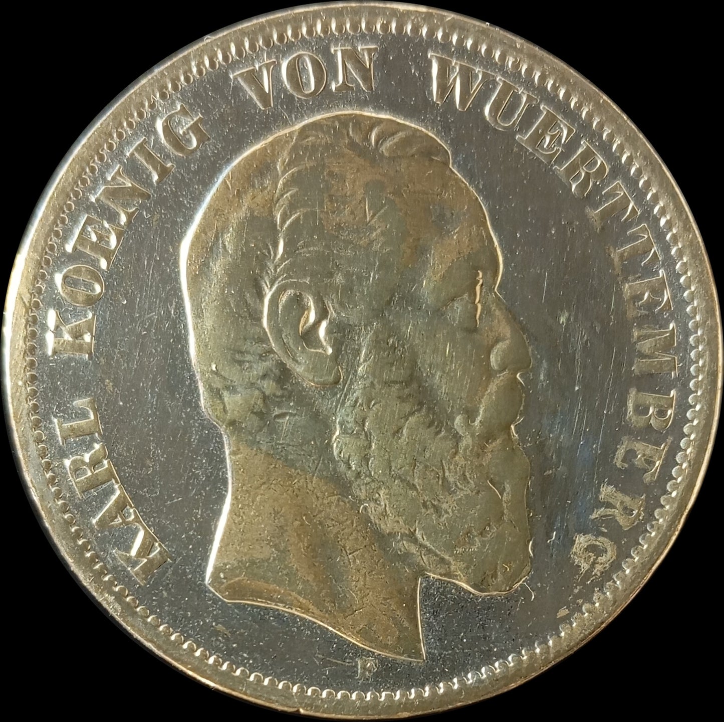 5 Mark Württemberg 1876 F Silber, Kaiser Karl, Deutsches Kaiserreich, Jaeger-Nr. 173