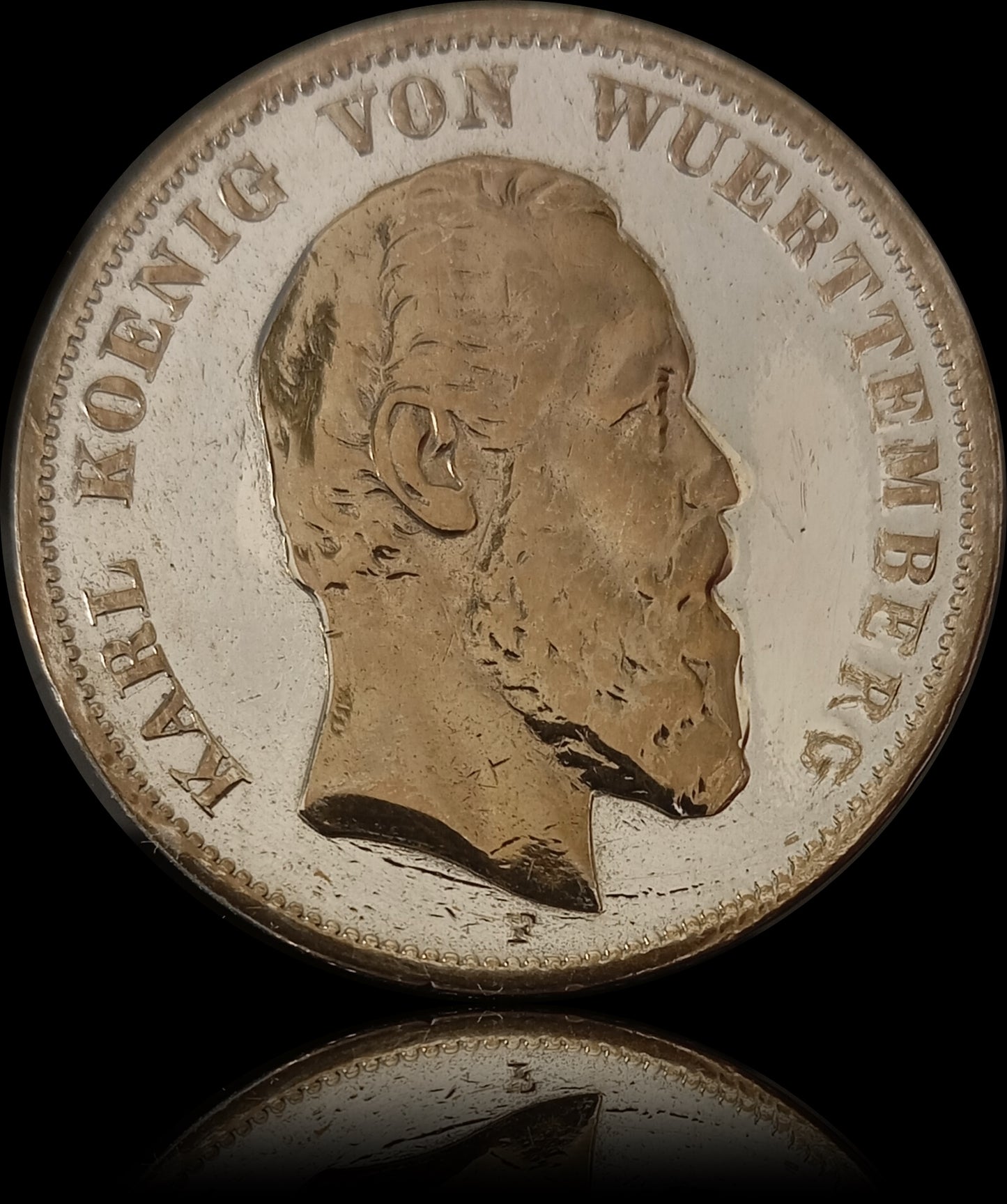 5 Mark Württemberg 1876 F Silber, Kaiser Karl, Deutsches Kaiserreich, Jaeger-Nr. 173