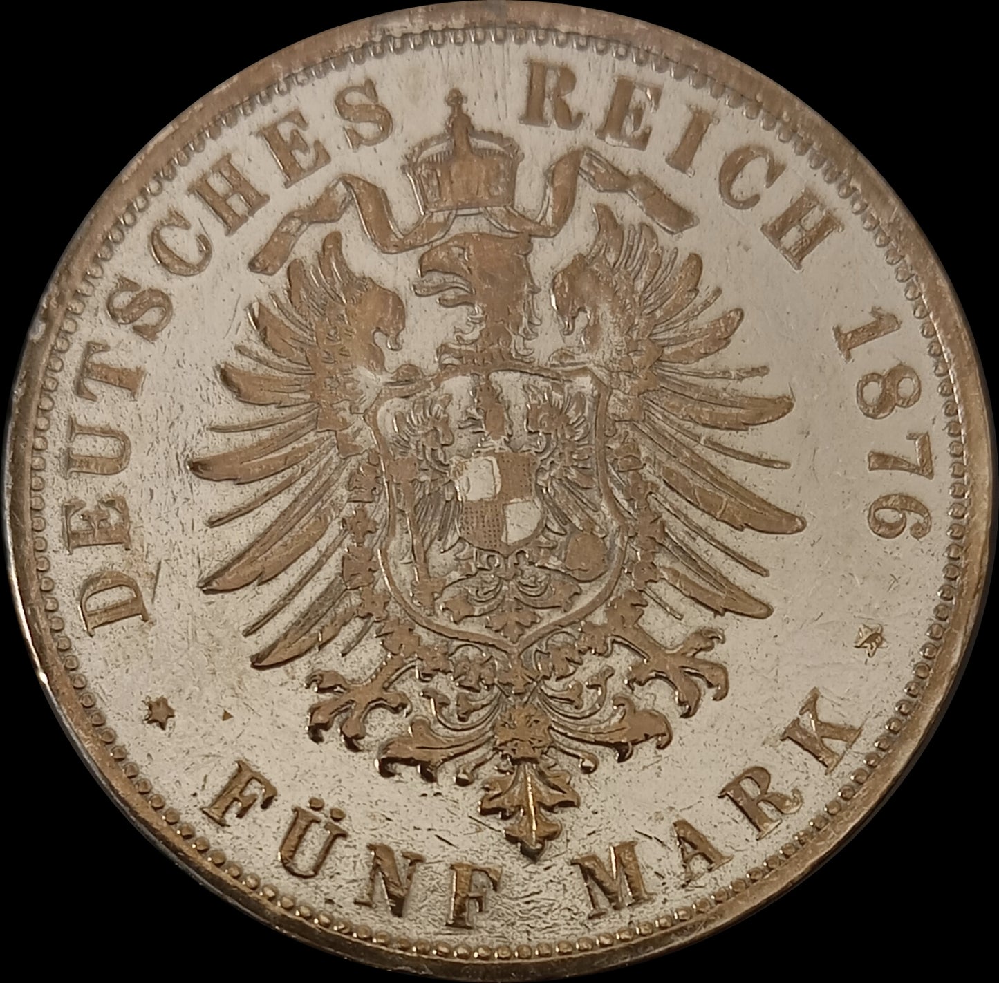 5 Mark Württemberg 1876 F Silber, Kaiser Karl, Deutsches Kaiserreich, Jaeger-Nr. 173