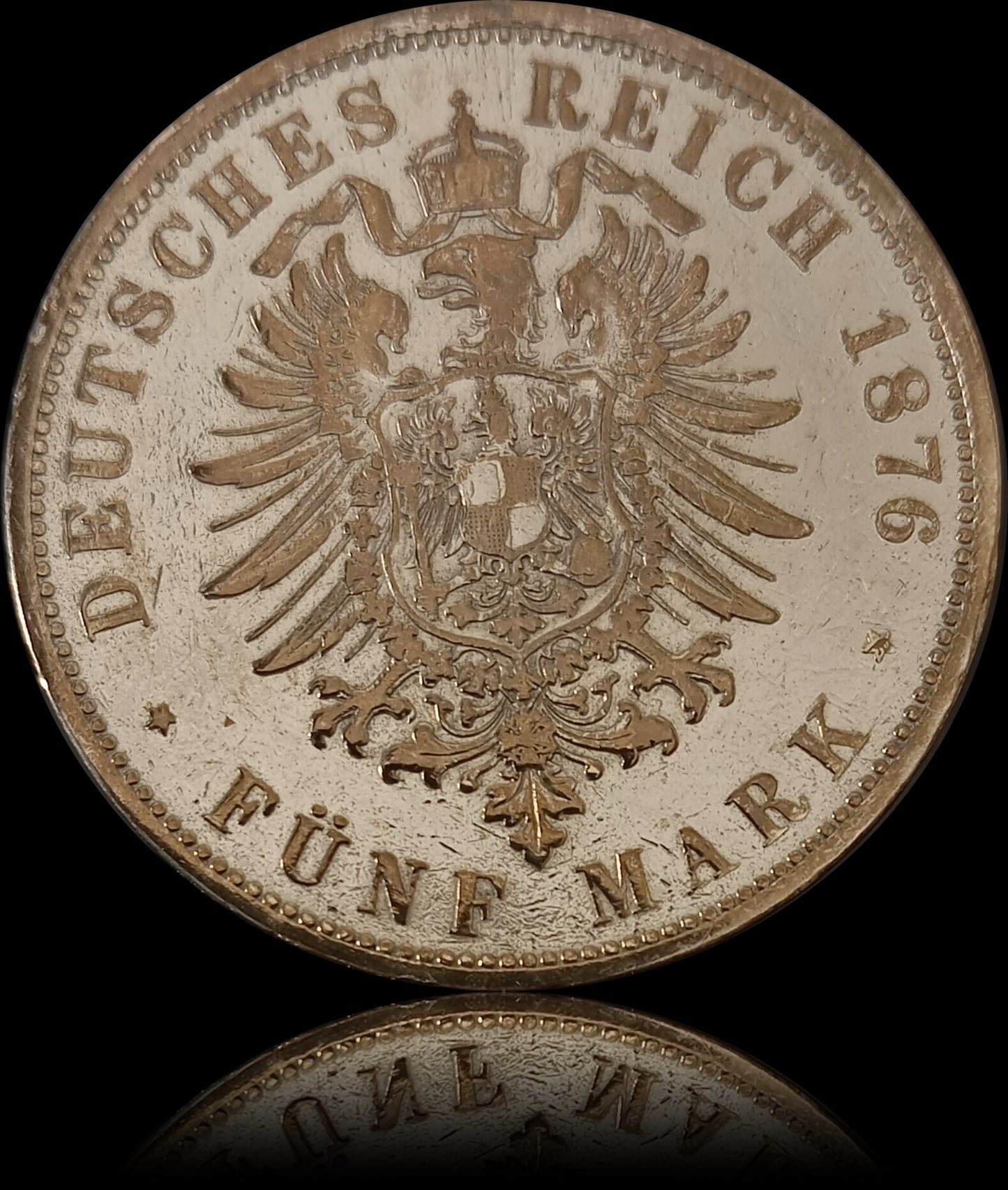 5 Mark Württemberg 1876 F Silber, Kaiser Karl, Deutsches Kaiserreich, Jaeger-Nr. 173