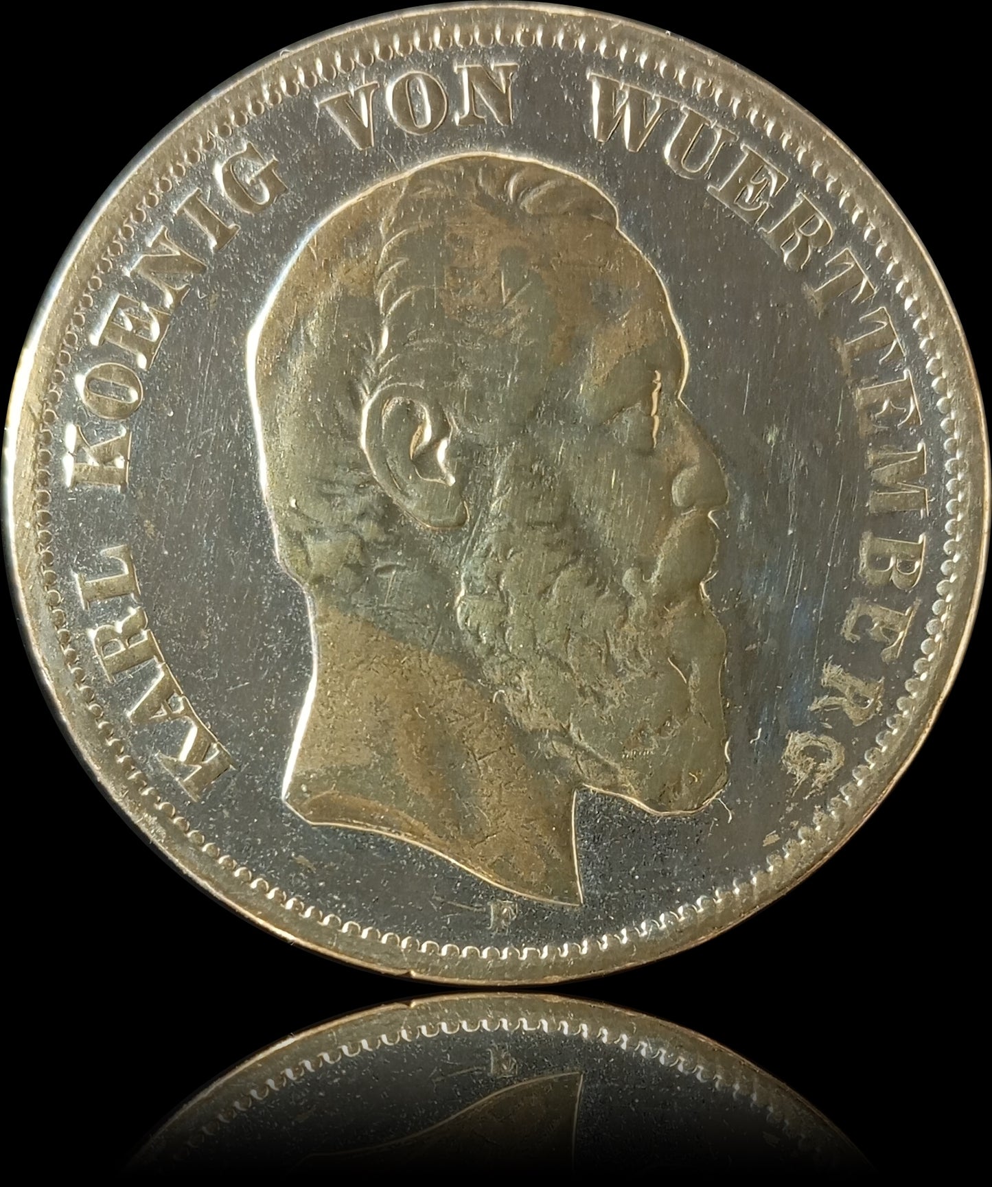 5 Mark Württemberg 1876 F Silber, Kaiser Karl, Deutsches Kaiserreich, Jaeger-Nr. 173