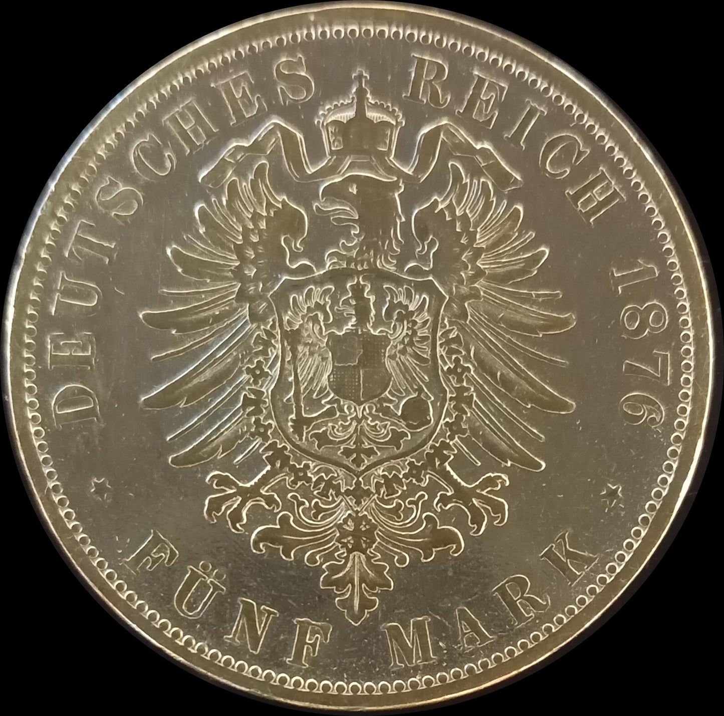 5 Mark Württemberg 1876 F Silber, Kaiser Karl, Deutsches Kaiserreich, Jaeger-Nr. 173