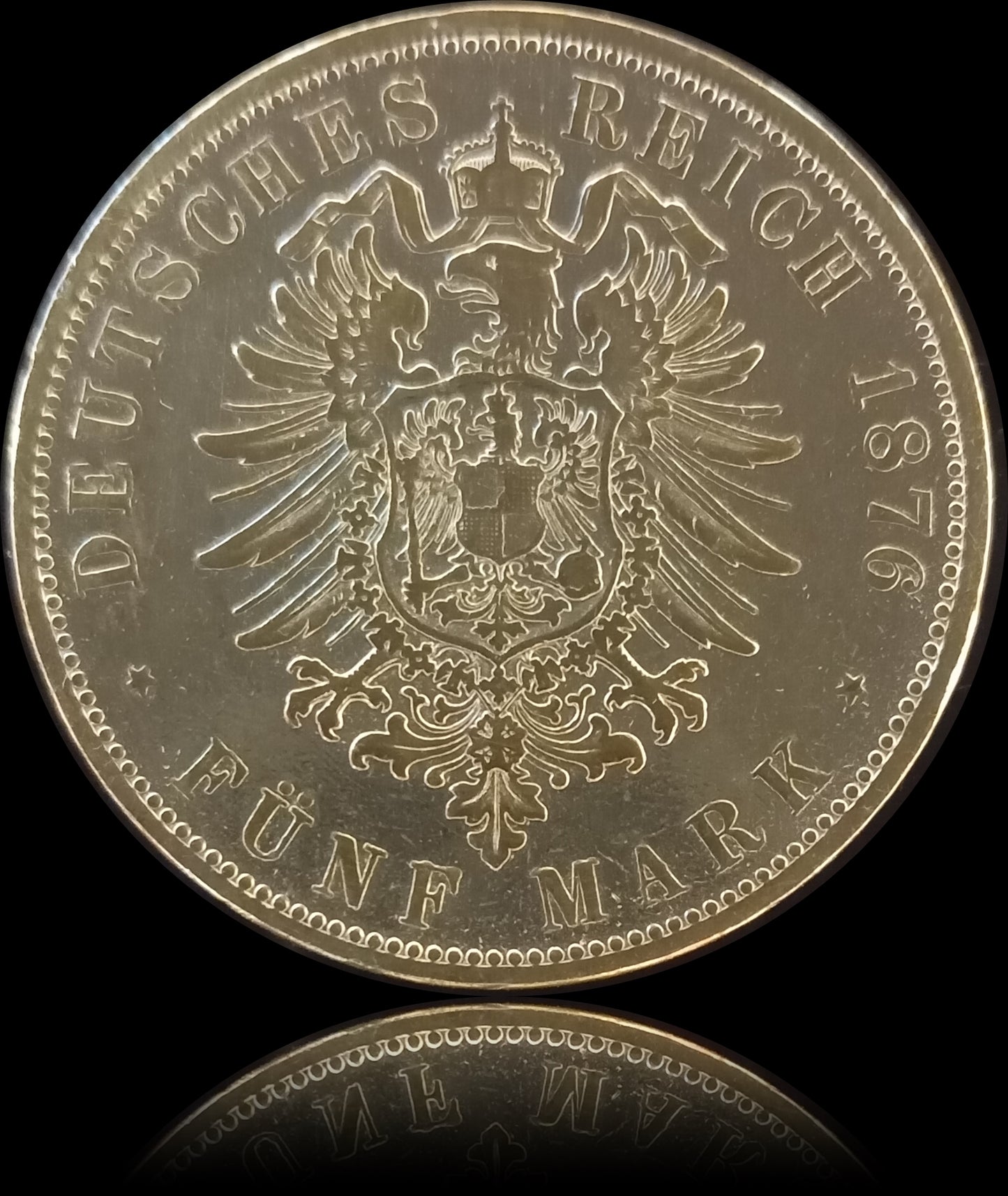 5 Mark Württemberg 1876 F Silber, Kaiser Karl, Deutsches Kaiserreich, Jaeger-Nr. 173