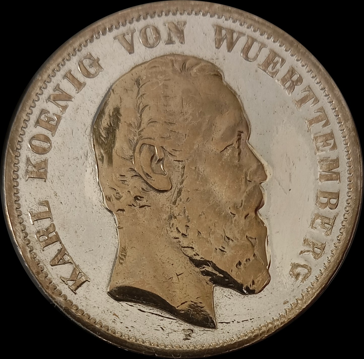 5 Mark Württemberg 1876 F Silber, Kaiser Karl, Deutsches Kaiserreich, Jaeger-Nr. 173