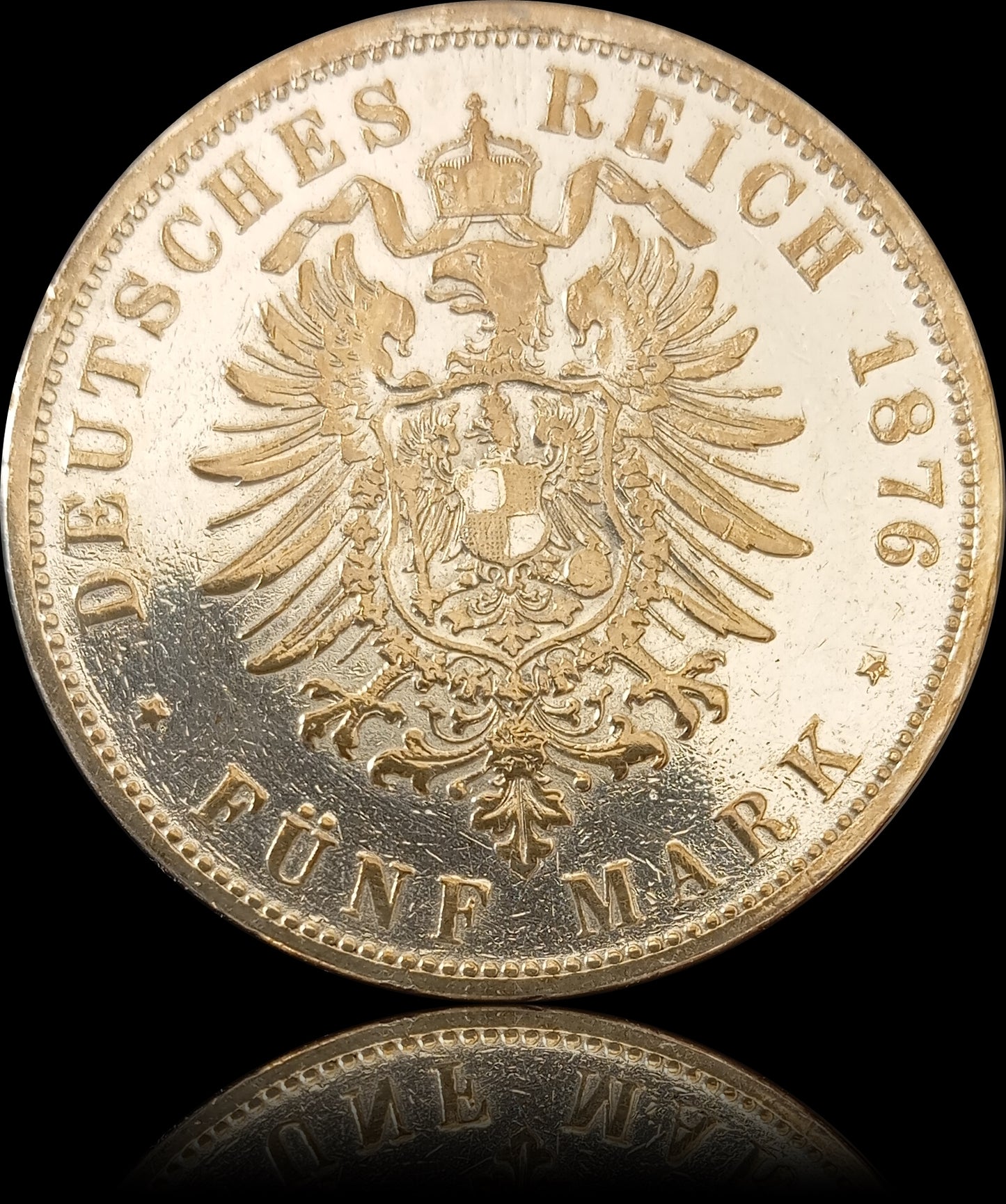 5 Mark Württemberg 1876 F Silber, Kaiser Karl, Deutsches Kaiserreich, Jaeger-Nr. 173