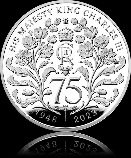 75th Birthday of His Majesty King Charles III, 1 oz Silver Proof 5 £, Proof, 2023