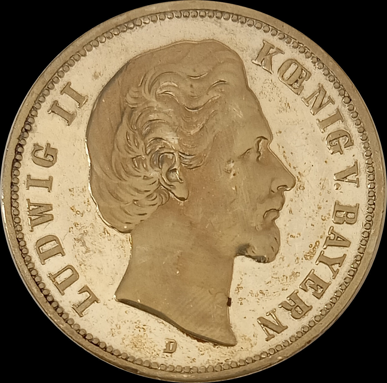 5 Mark Bayern 1875 D Silber, König Ludwig II, Deutsches Kaiserreich, Jaeger-Nr. 42