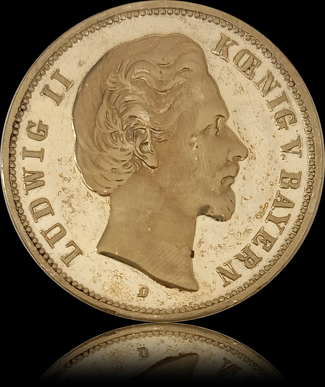 5 Mark Bayern 1875 D Silber, König Ludwig II, Deutsches Kaiserreich, Jaeger-Nr. 42