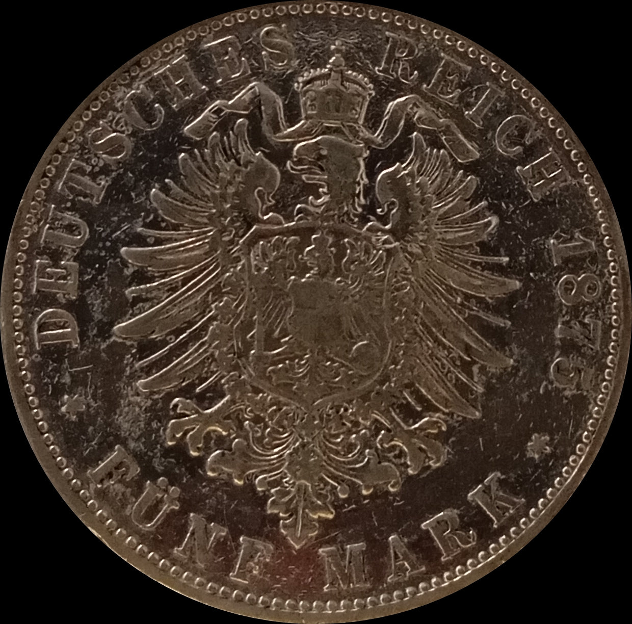 5 Mark Bayern 1875 D Silber, König Ludwig II, Deutsches Kaiserreich, Jaeger-Nr. 42