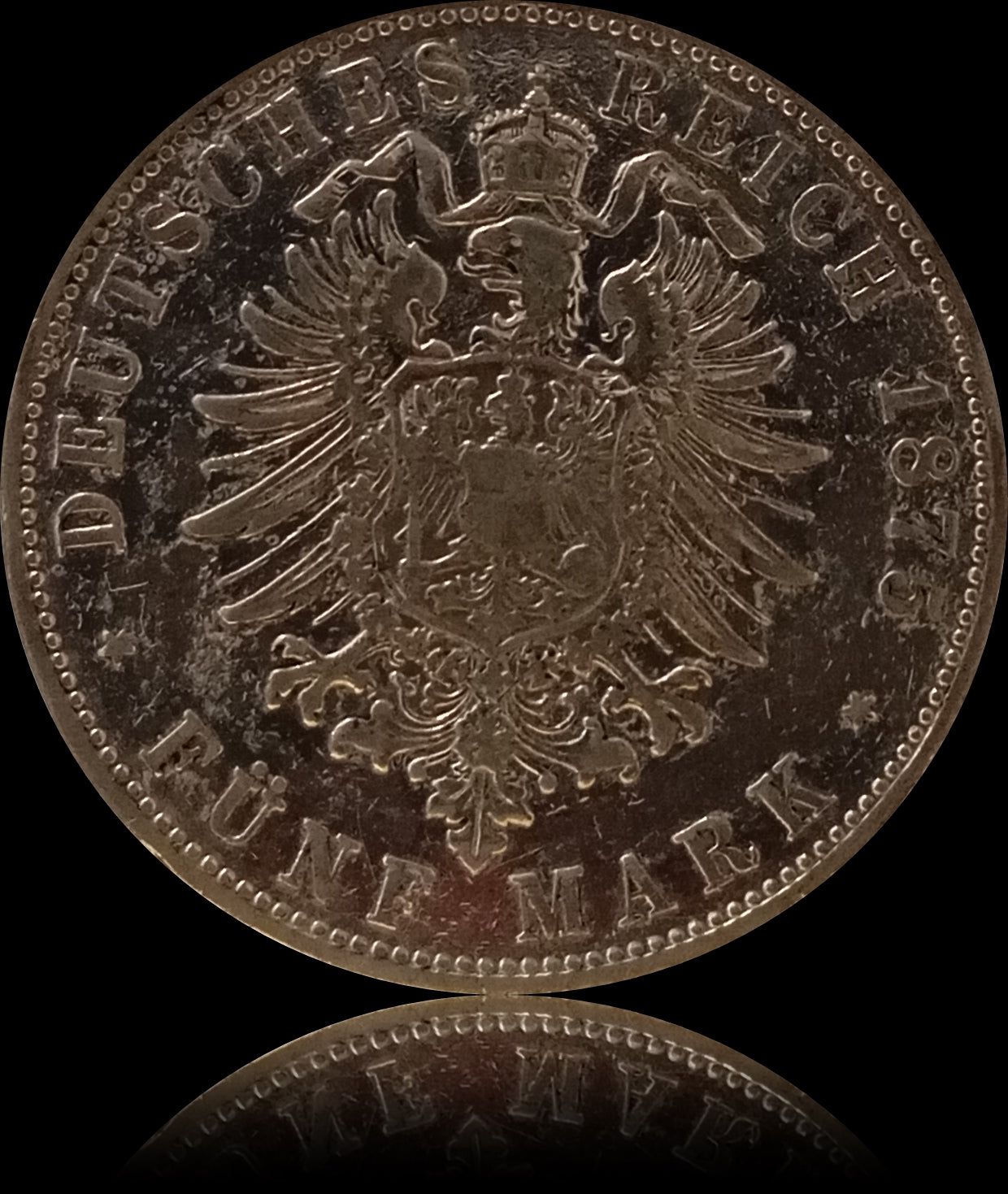 5 Mark Bayern 1875 D Silber, König Ludwig II, Deutsches Kaiserreich, Jaeger-Nr. 42