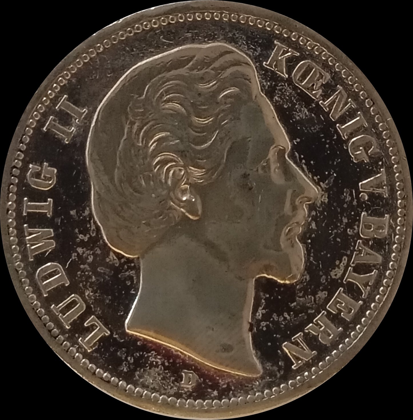 5 Mark Bayern 1875 D Silber, König Ludwig II, Deutsches Kaiserreich, Jaeger-Nr. 42