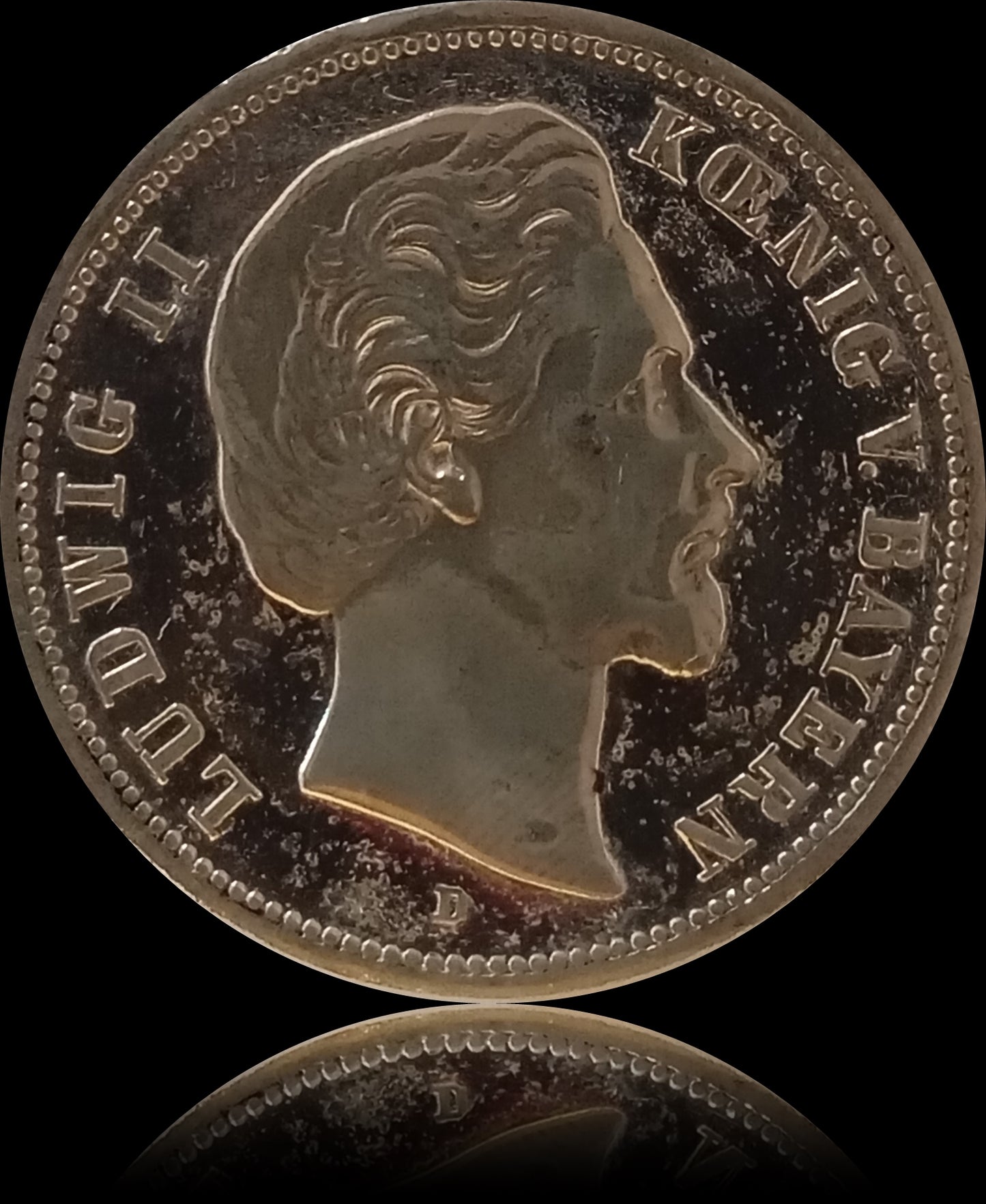 5 Mark Bayern 1875 D Silber, König Ludwig II, Deutsches Kaiserreich, Jaeger-Nr. 42