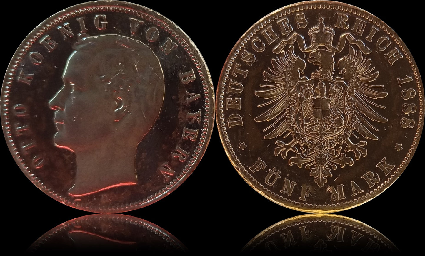 5 Mark Bayern 1888 D Silber, König Otto, Deutsches Kaiserreich, Jaeger-Nr. 40