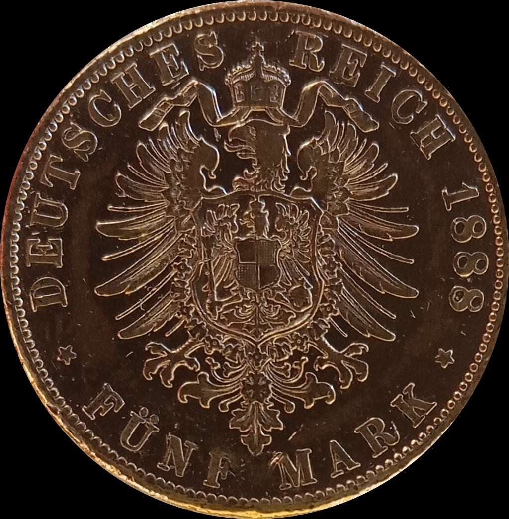 5 Mark Bayern 1888 D Silber, König Otto, Deutsches Kaiserreich, Jaeger-Nr. 40