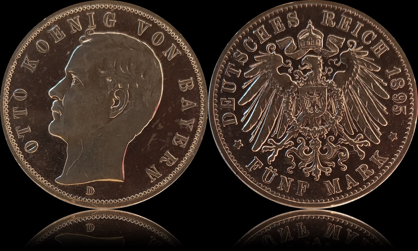 5 Mark Bayern 1895 D Silber, König Otto, Deutsches Kaiserreich, Jaeger-Nr. 46