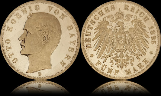 5 Mark Bayern 1895 D Silber, König Otto, Deutsches Kaiserreich, Jaeger-Nr. 46