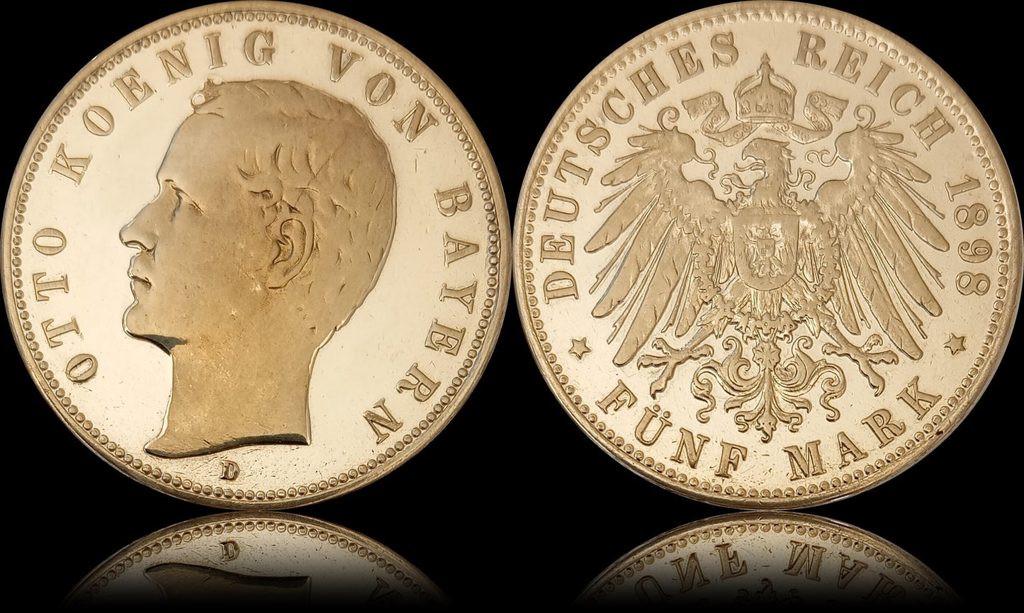 5 Mark Bayern 1898 D Silber, König Otto, Deutsches Kaiserreich, Jaeger-Nr. 46