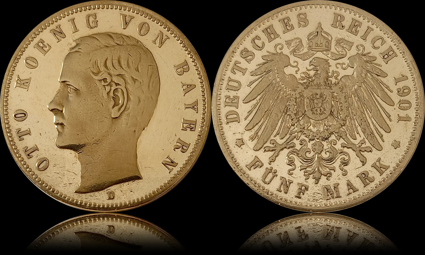 5 Mark Bayern 1901 D Silber, König Otto, Deutsches Kaiserreich, Jaeger-Nr. 46