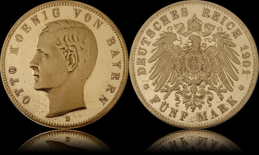 5 Mark Bayern 1901 D Silber, König Otto, Deutsches Kaiserreich, Jaeger-Nr. 46