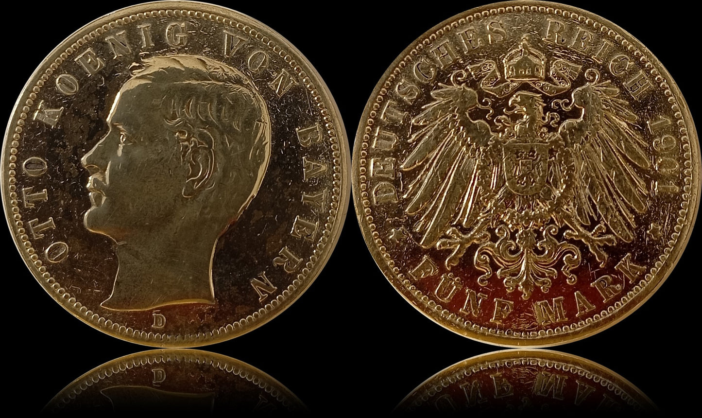 5 Mark Bayern 1901 D Silber, König Otto, Deutsches Kaiserreich, Jaeger-Nr. 46