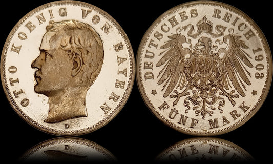 5 Mark Bayern 1903 D Silber, König Otto, Deutsches Kaiserreich, Jaeger-Nr. 46