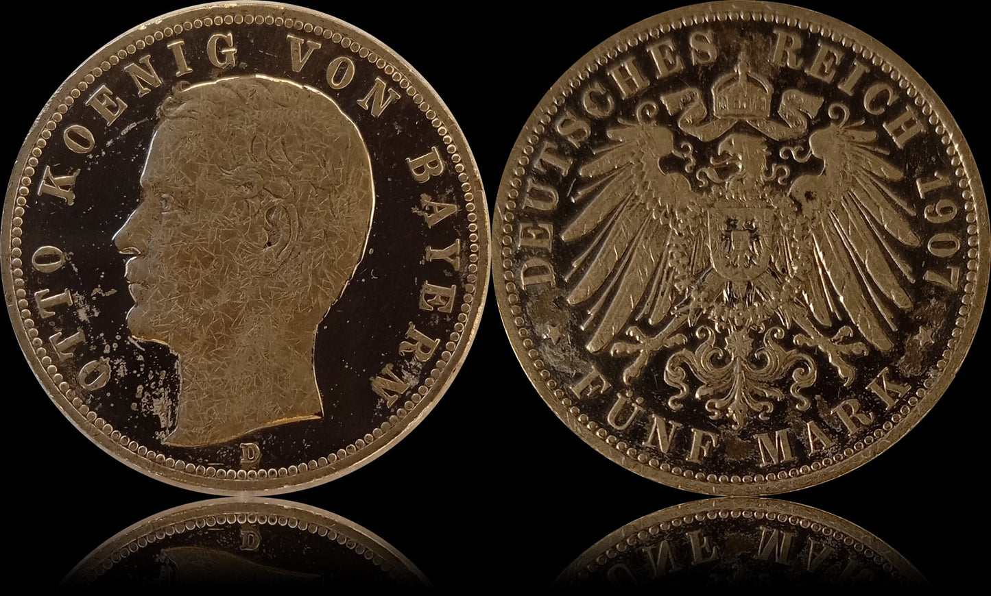 5 Mark Bayern 1907 D Silber, König Otto, Deutsches Kaiserreich, Jaeger-Nr. 46