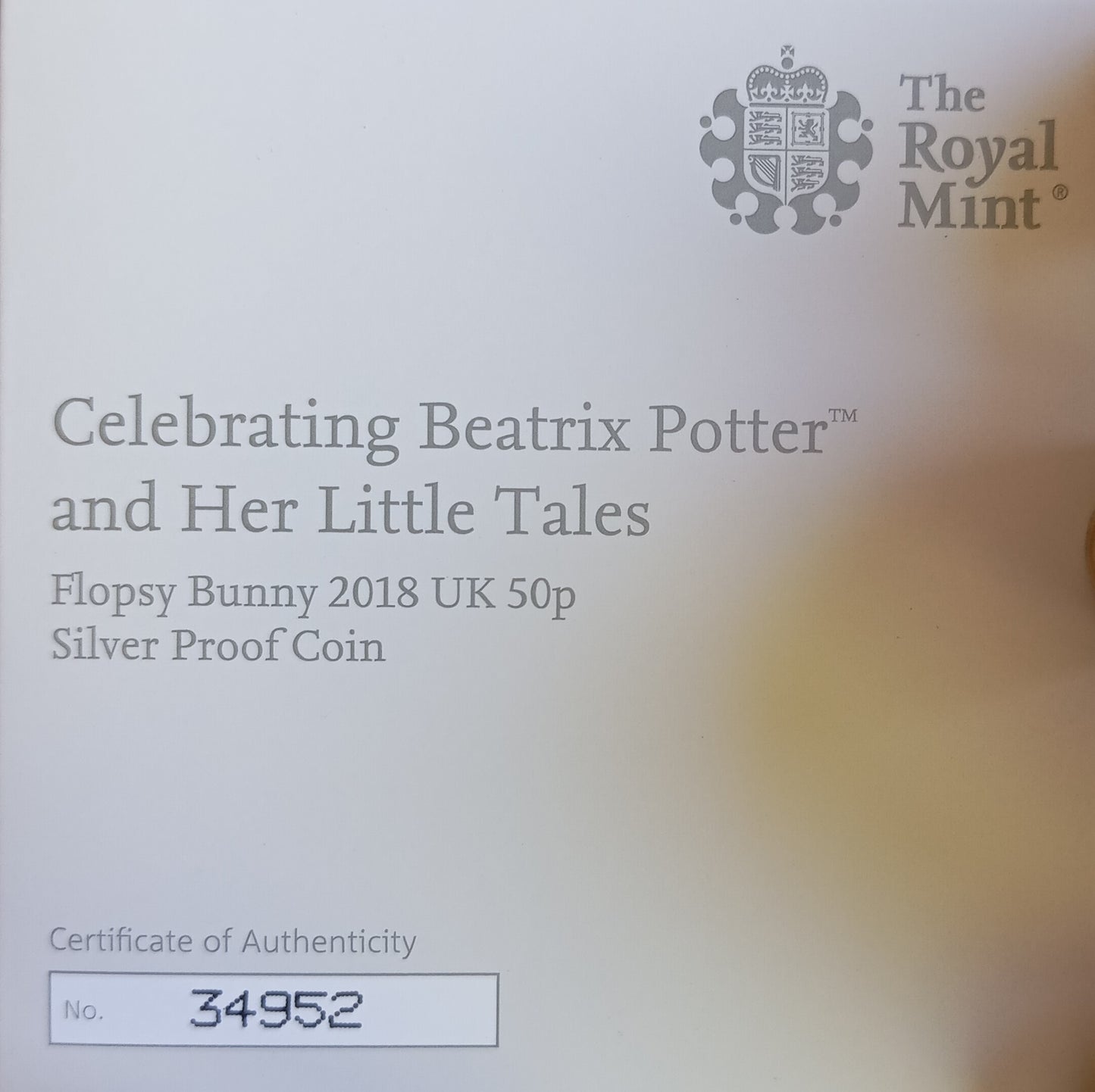 FLOPSY BUNNY OF BEATRIX POTTER, Silber Proof, 50 Pence, 2018