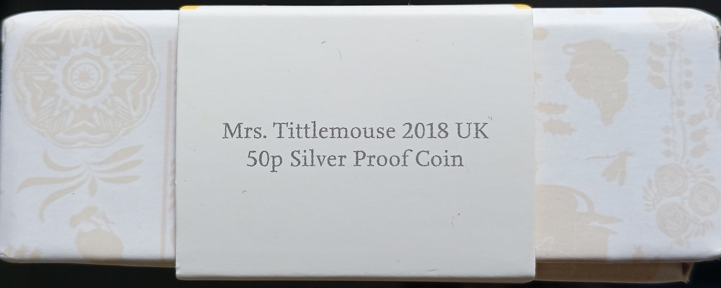 MRS. TITTLEMOUSE OF BEATRIX POTTER, Silber Proof, 50 Pence, 2018