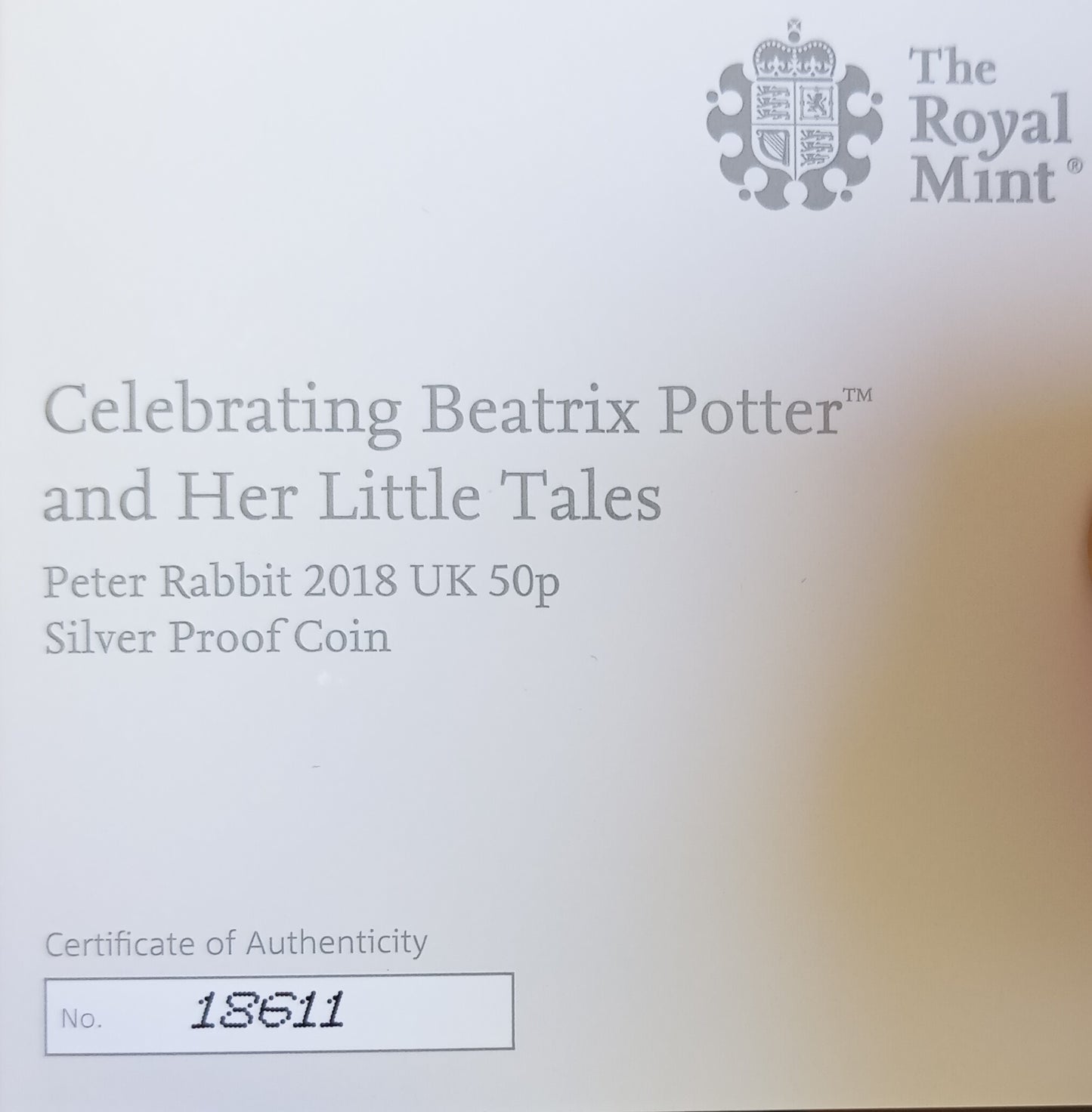 PETER RABBIT OF BEATRIX POTTER, Silber Proof, 50 Pence, 2018