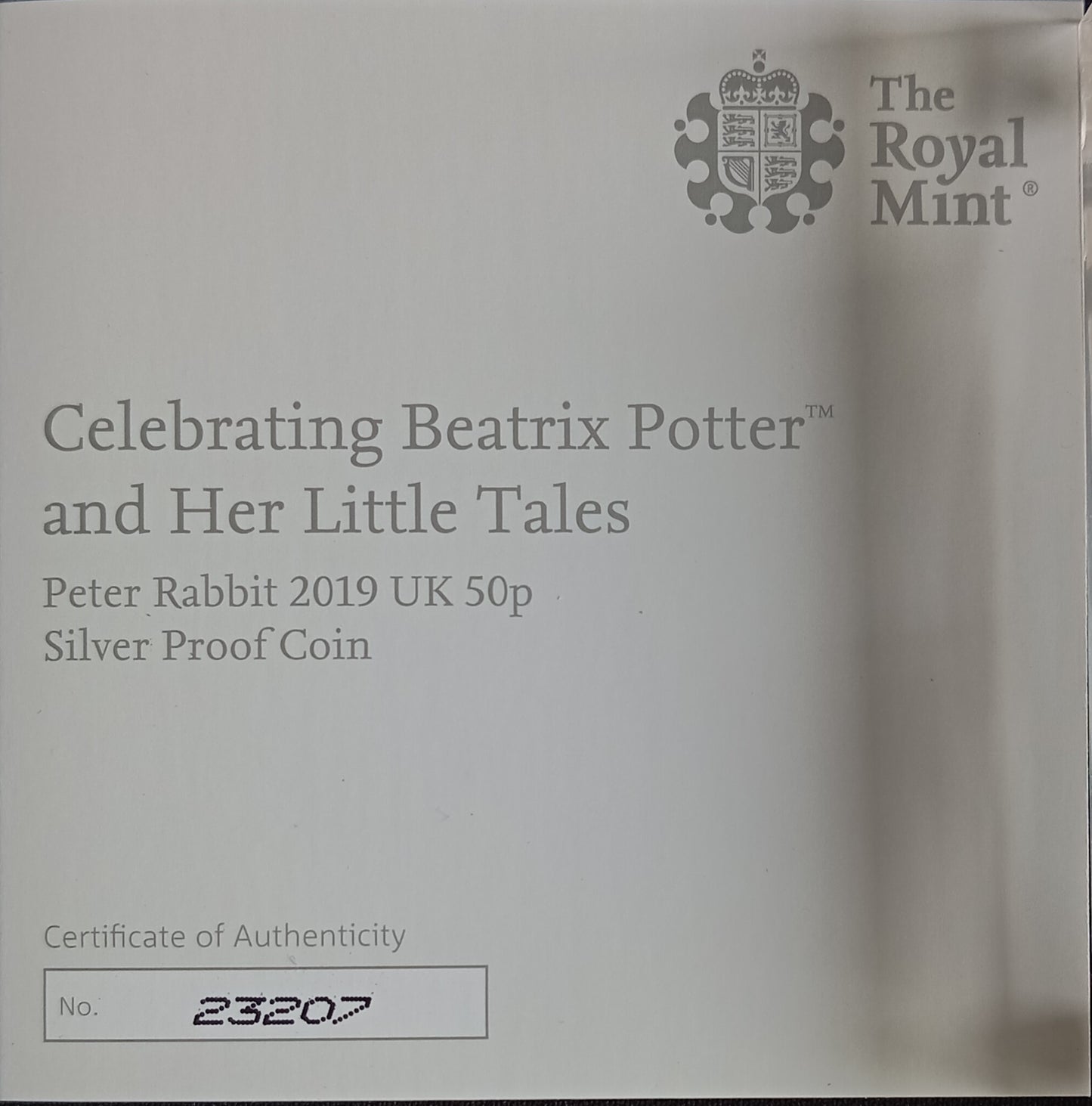 PETER RABBIT of BEATRIX POTTER, Silber Proof, 50 Pence, 2019