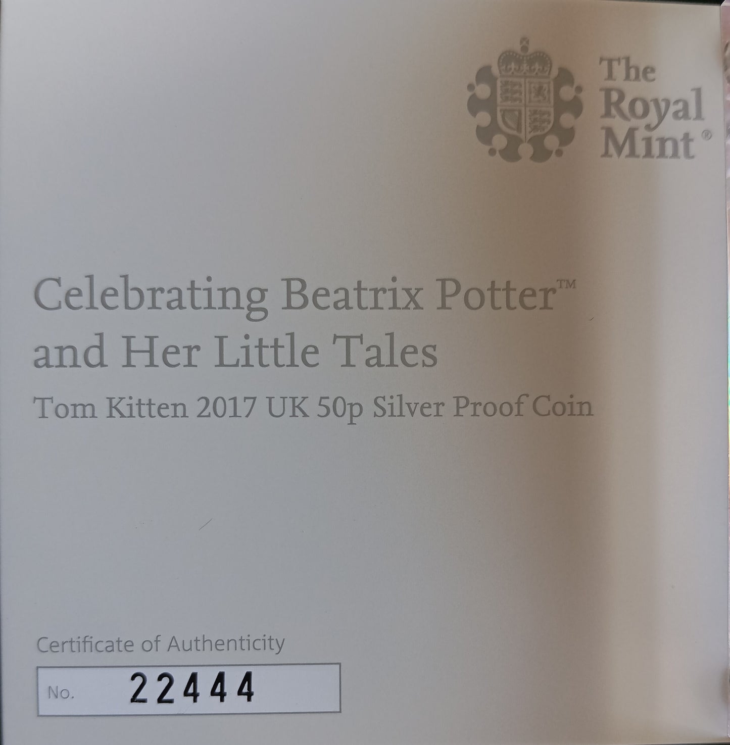 TOM KITTEN OF BEATRIX POTTER, Silber Proof, 50 Pence, 2017