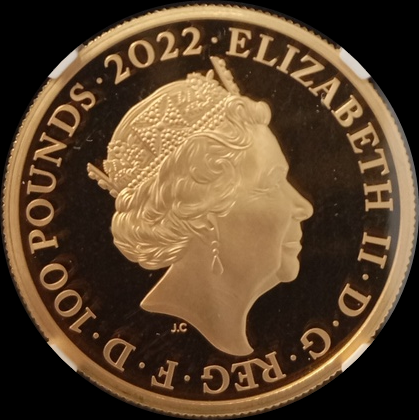 Edward VII, British Monarchs, 1 Oz Gold 100 £, Proof NGC PF 70, 2022