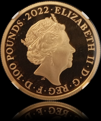 Edward VII, British Monarchs, 1 Oz Gold 100 £, Proof NGC PF 70, 2022