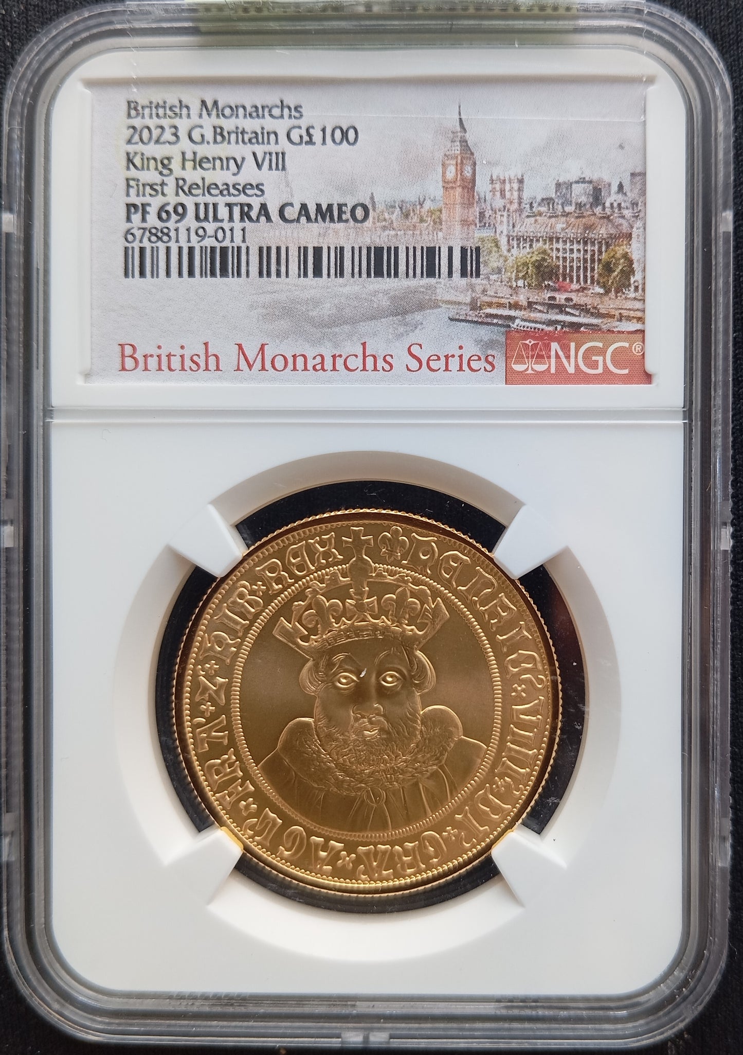 Henry VIII, British Monarchs, 1 Oz Gold 100 £, Proof NGC PF 69, 2022