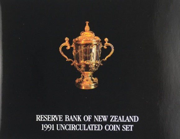 RUGBY WORLD CUP, Annual Uncirculated Coin Set, 5$, New Zealand, 1991