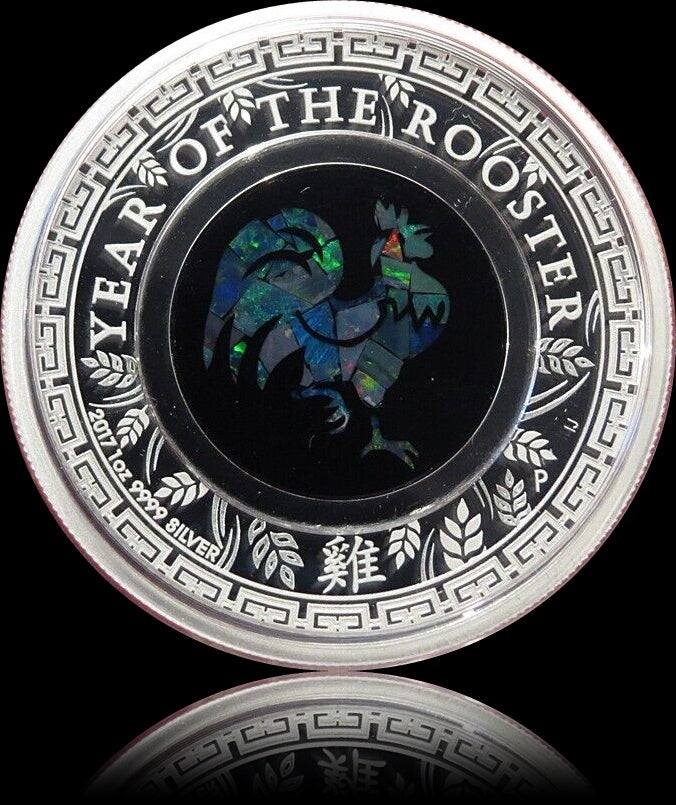 ROOSTER - HAHN, Serie Australian Silber Opal 1 oz Proof 1$, 2017