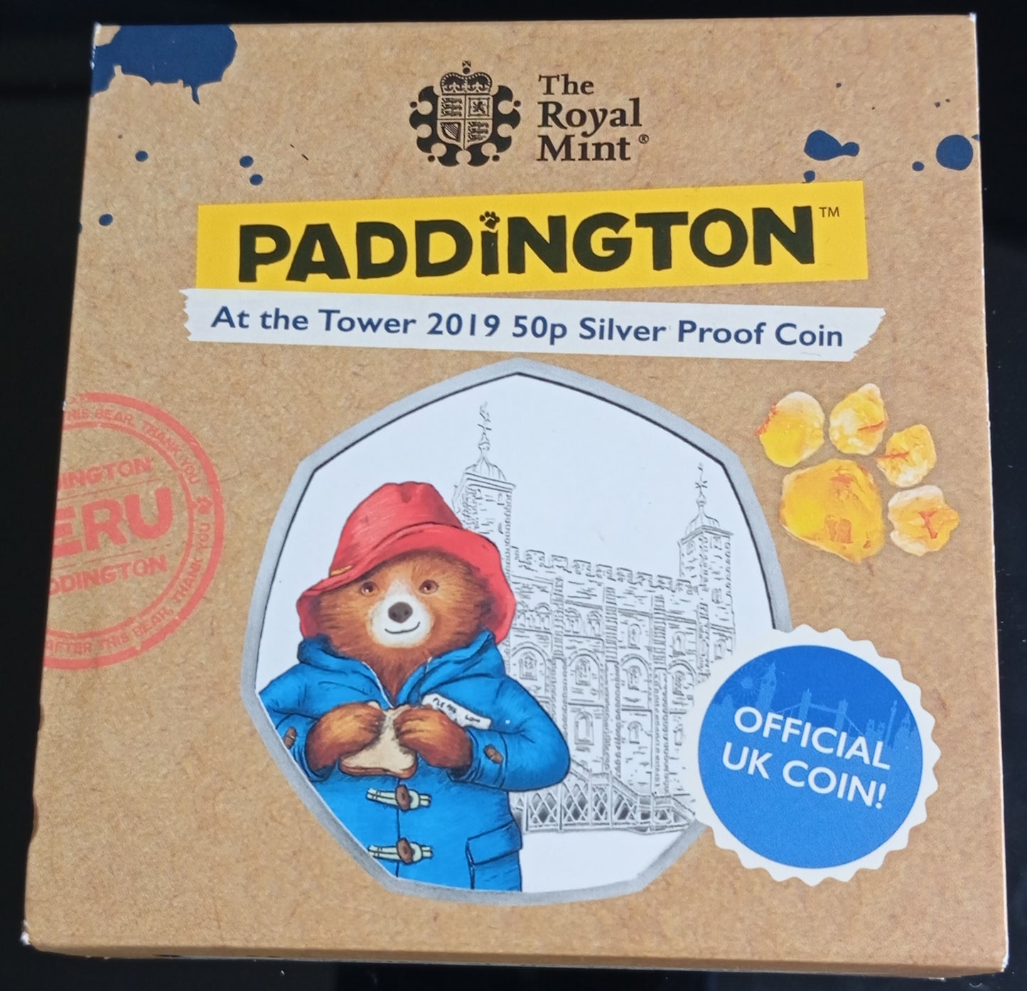 PADDINGTON BEAR AT THE TOWER, Silber Proof, 50 Pence, 2019