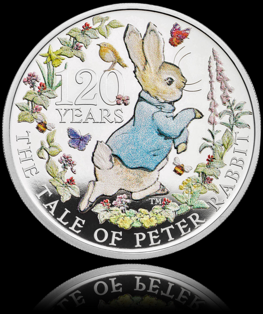 THE TALE OF PETER RABBIT BY BEATRIX POTTER, 1 oz Silber Proof, 2 Pounds, 2022