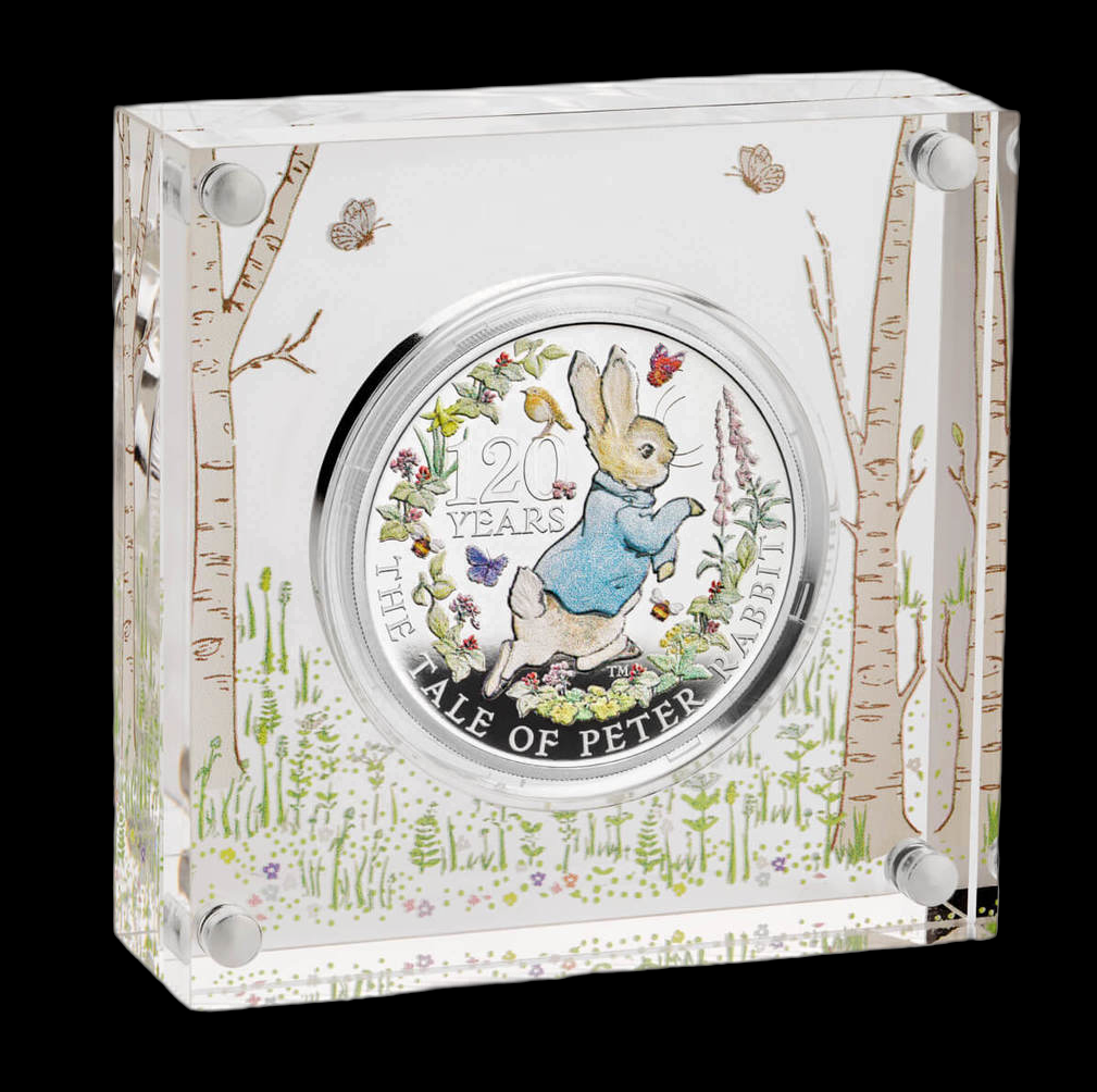 THE TALE OF PETER RABBIT BY BEATRIX POTTER, 1 oz Silber Proof, 2 Pounds, 2022