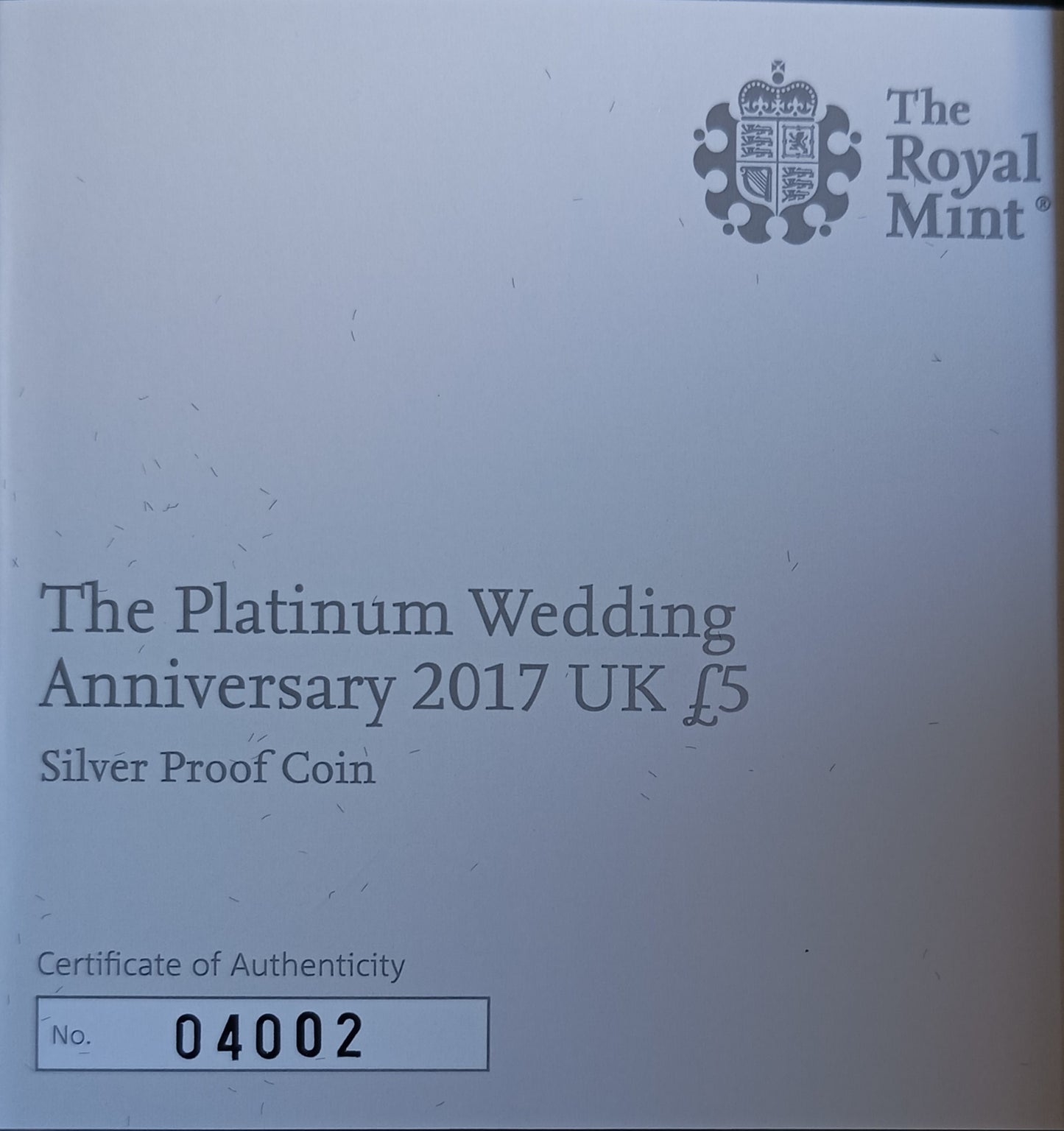 THE PLATINUM WEDDING ANNIVERSARY, 1 oz Silver Proof, 5 £, 2017