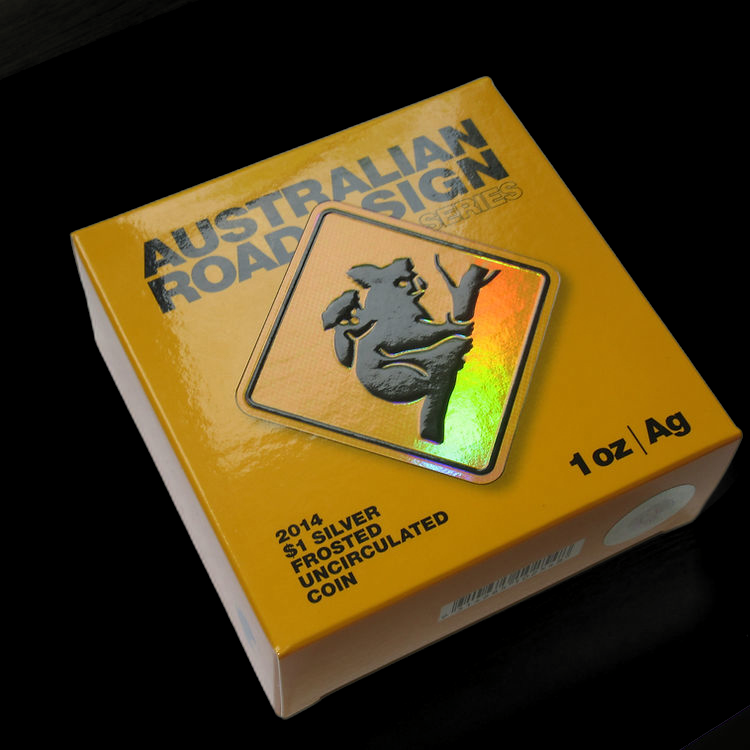 KOALA, Serie Road Sign Australia 1 oz Silber 1$ Frosted Uncirculated, 2014