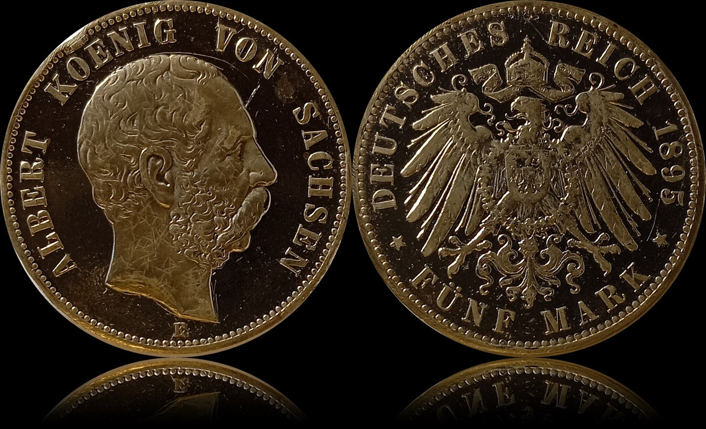 5 Mark Sachsen 1895 E Silber, König Albert, Deutsches Kaiserreich, Jaeger-Nr. 125