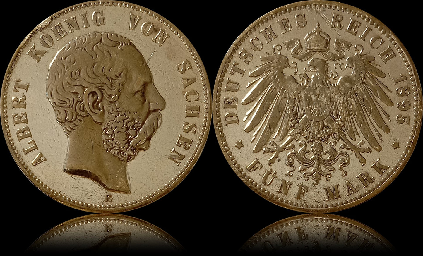 5 Mark Sachsen 1895 E Silber, König Albert, Deutsches Kaiserreich, Jaeger-Nr. 125