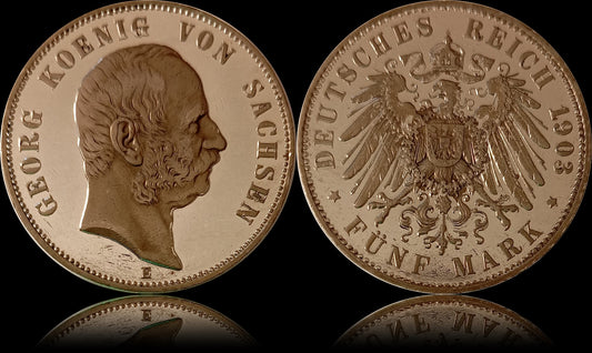 5 Mark Sachsen 1903 E Silber, König Georg, Deutsches Kaiserreich, Jaeger-Nr. 130