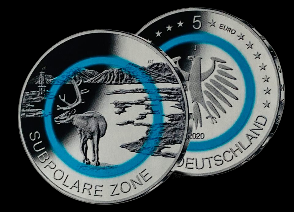 Subpolare Zone, 5 Euro Gedenkmünze, Serie "Klimazonen der Erde", Spiegelglanz, 2020